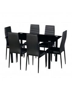 Conjunto de Oferta mesa comedor+6 sillas modelo Juri negro