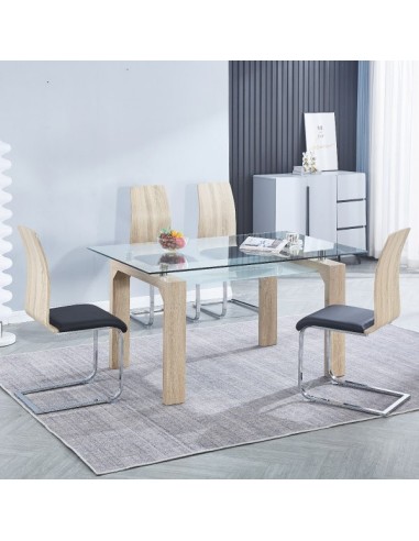 CONJUNTO MESA SENSE PATAS BEIGE + 4 SILLAS SENSE